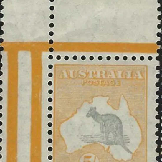 1931-47 CofA 5/- grey & yellow marginal example ...