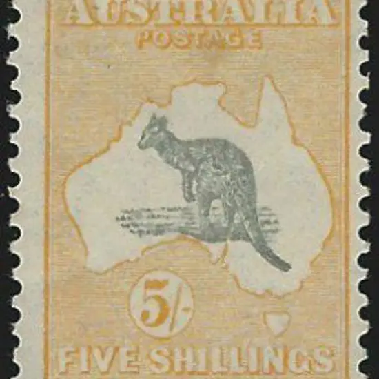 1931-47 CofA 5/- grey & yellow, centred slightly ...