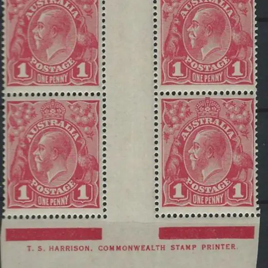 1914-20 Single wmk 1d carmine-red Harrison one ...