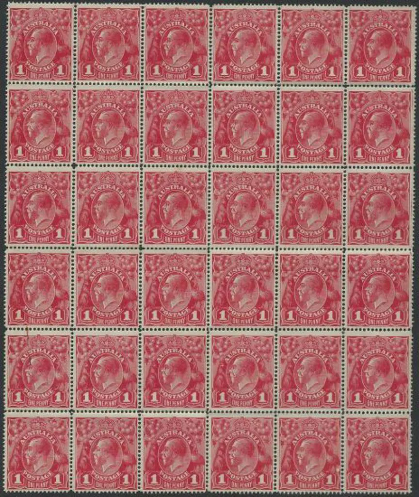 1914-20 Single wmk 1d carmine-red single line perf ... Image 1++