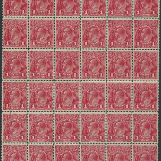 1914-20 Single wmk 1d carmine-red single line perf ...