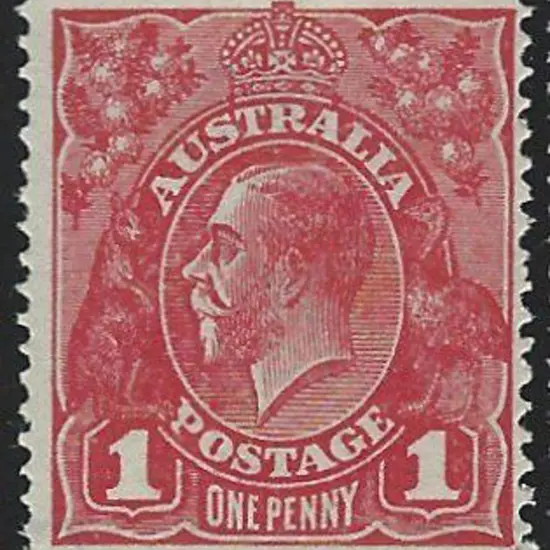 1914-20 Single wmk 1d carmine Die II (submerged ...