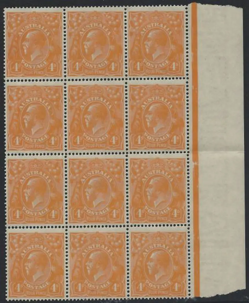 1914-20 Single wmk 4d yellow-orange (aniline) ... Image 1++