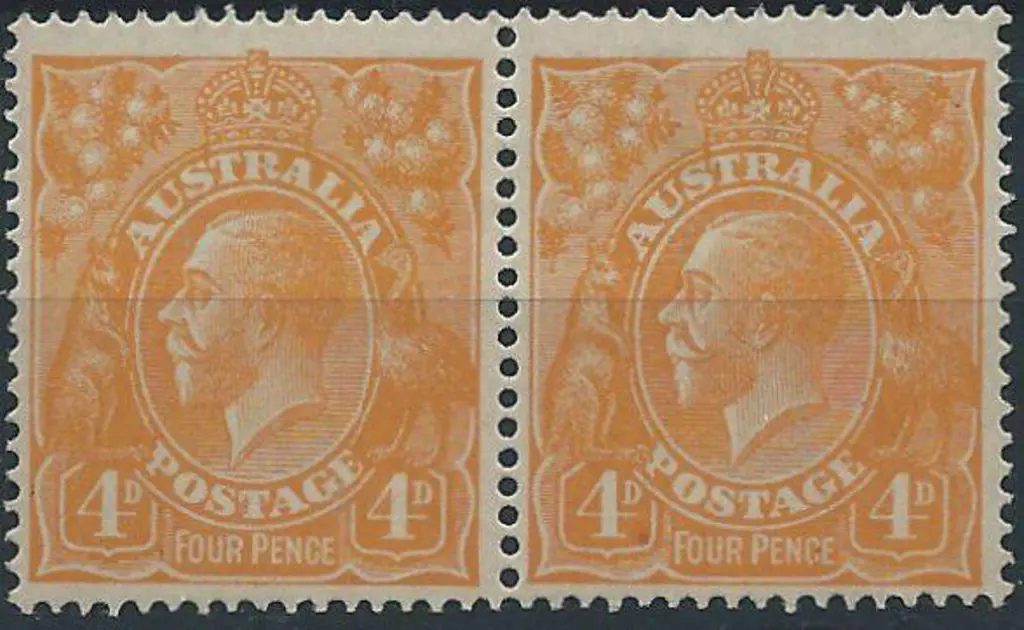 1914-20 Single wmk 4d orange (aniline) pair. MUH ... Image 1++