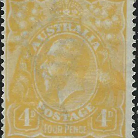 1914-20 Single wmk 4d pale orange with wmk showing ...