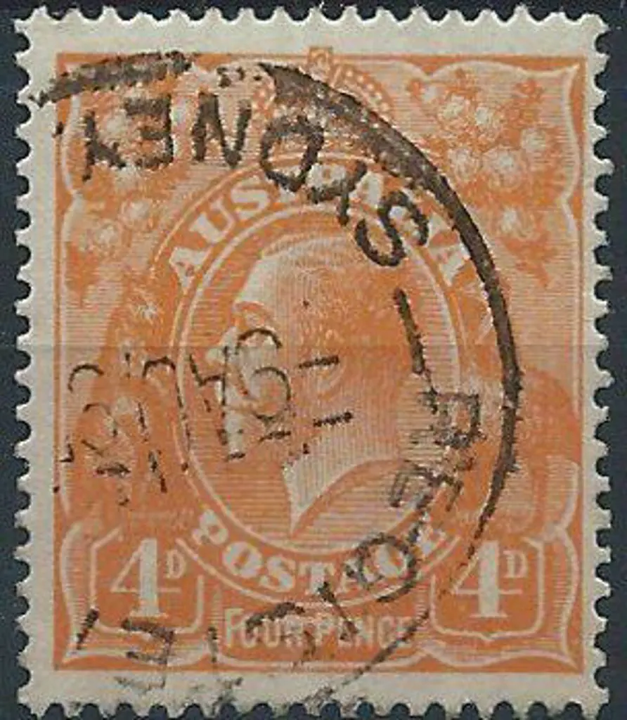 1914-20 Single wmk 4d orange with "line through ... Image 1++