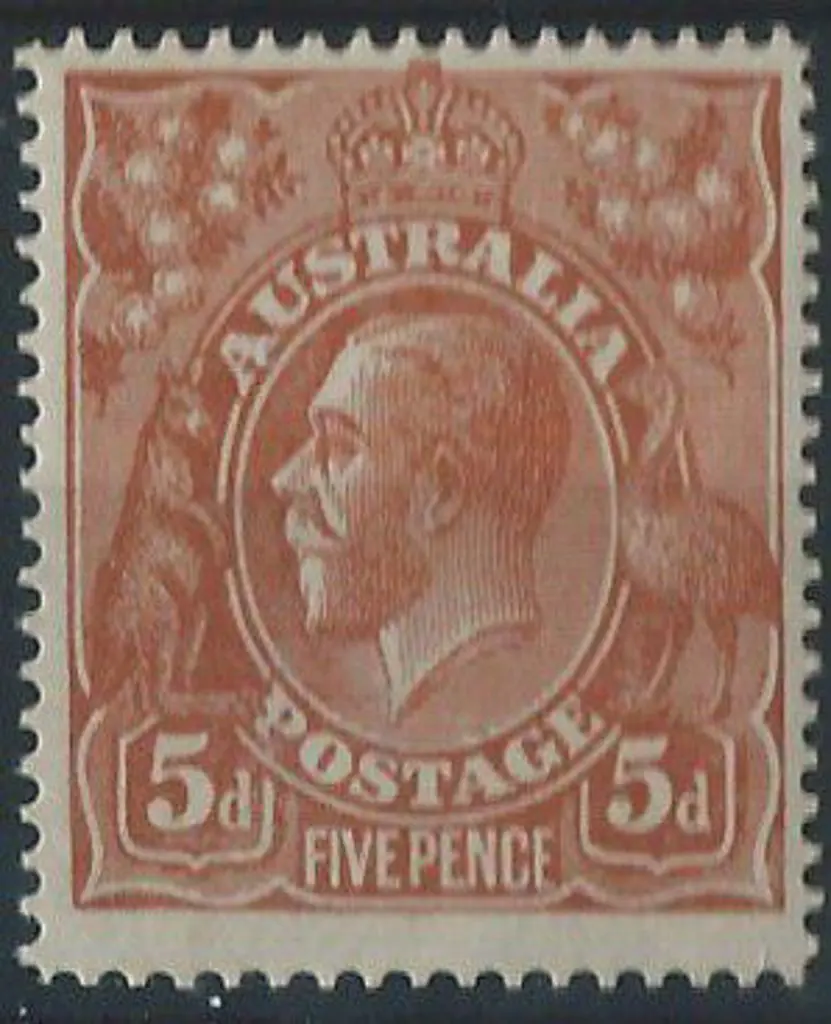 1914-20 Single wmk 5d chestnut with a definite ... Image 1++