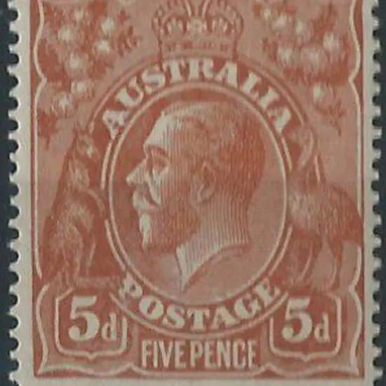 1914-20 Single wmk 5d chestnut with a definite ...