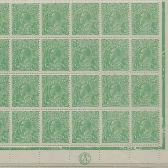 1918-20 Large Mult Perf.14 ½d green lower right ...