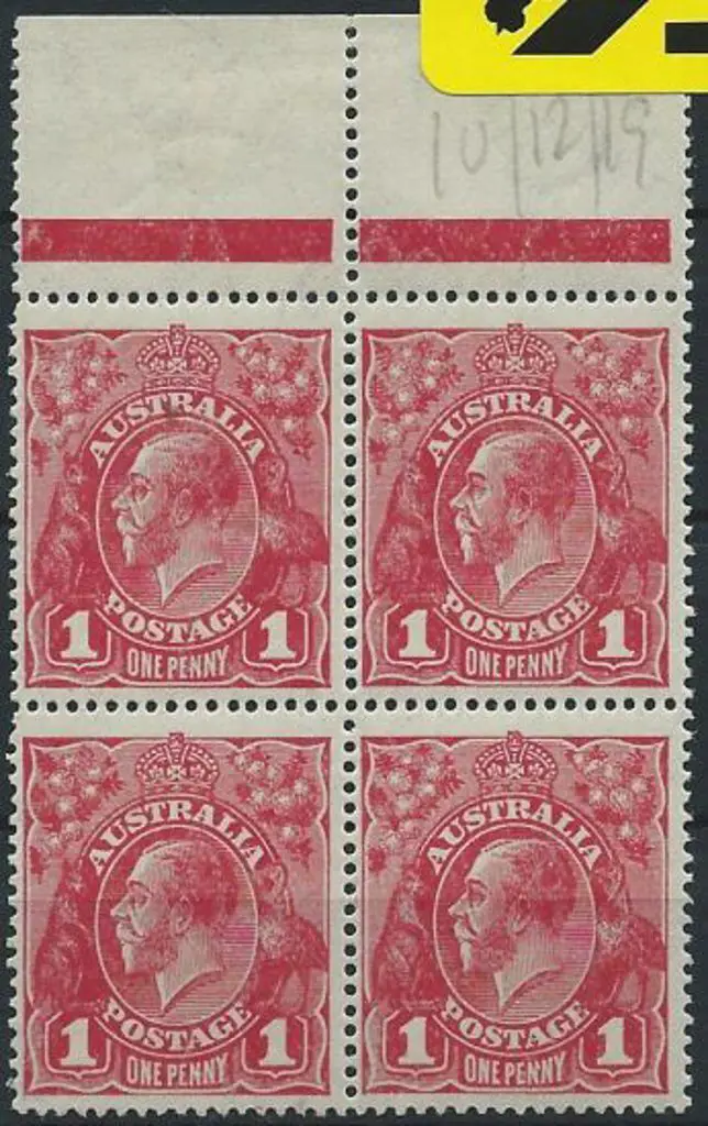 1918-20 Large Mult Perf.14 1d carmine-rose top ... Image 1++