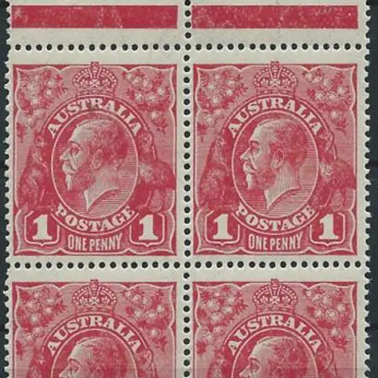 1918-20 Large Mult Perf.14 1d carmine-rose top ...