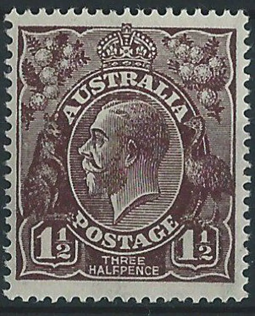 1918-20 Large Mult Perf.14 1½d black brown with ... Image 1++