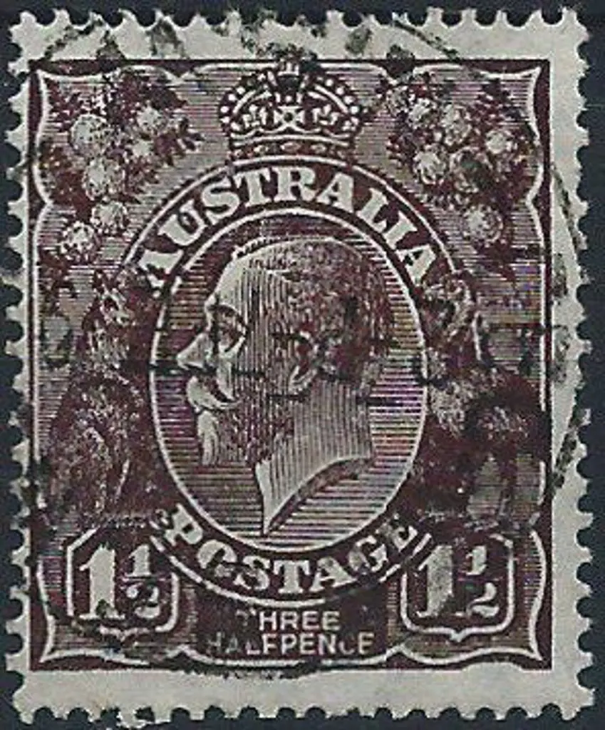 1918-20 Large Mult Perf.14 1½d black brown on very ... Image 1++