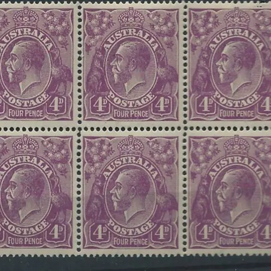1918-23 Single wmk 4d violet. Well centred MUH ...