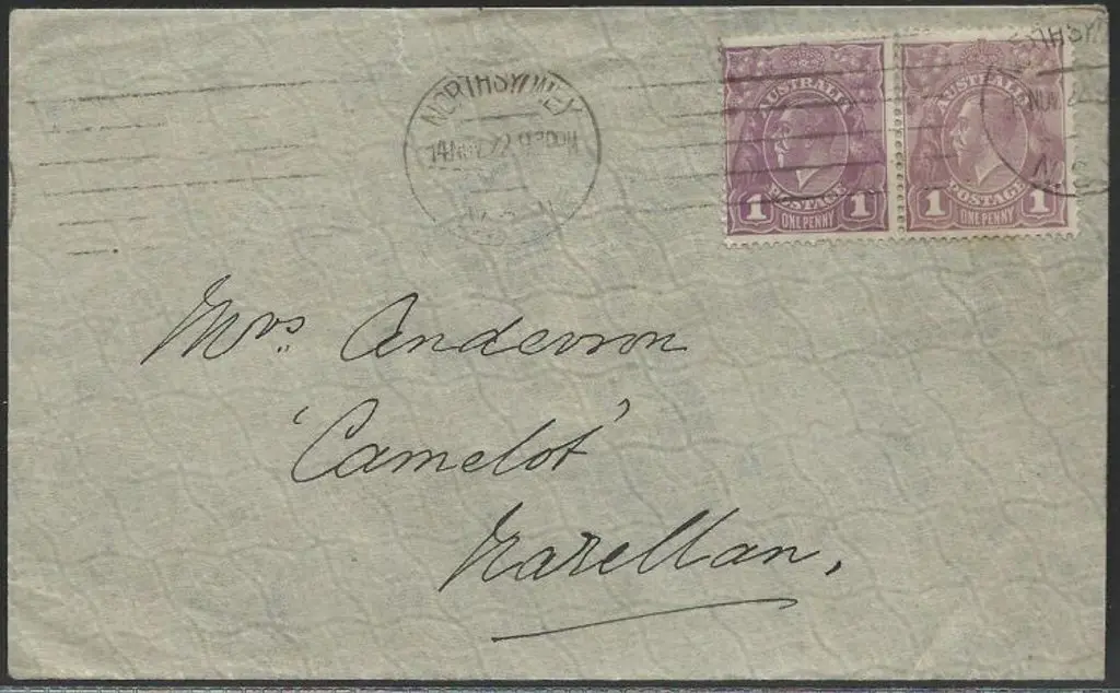 1924 Single wmk 1d violet pair on 1922 cover with ... Image 1++