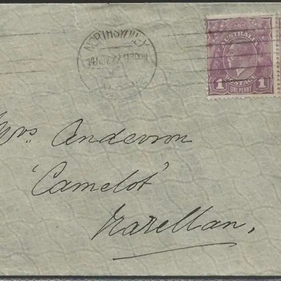 1924 Single wmk 1d violet pair on 1922 cover with ...