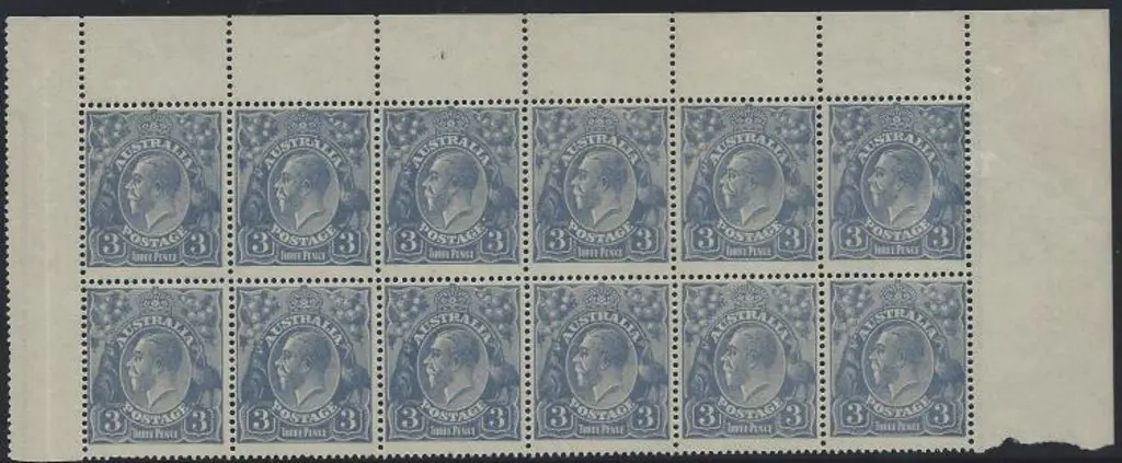1924 Single wmk 3d violet blue marginal block of ... Image 1++