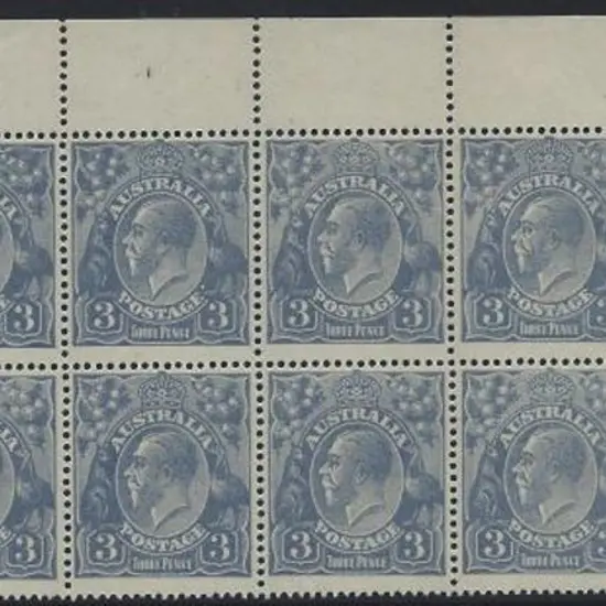 1924 Single wmk 3d violet blue marginal block of ...