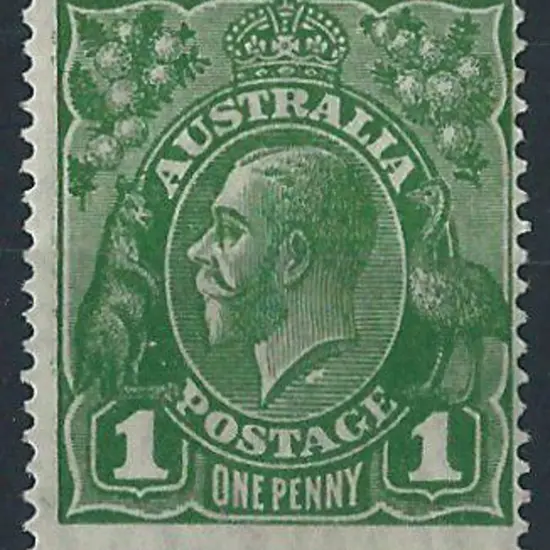 1926-30 SM wmk Perf. 14 1d green with "flaw under ...
