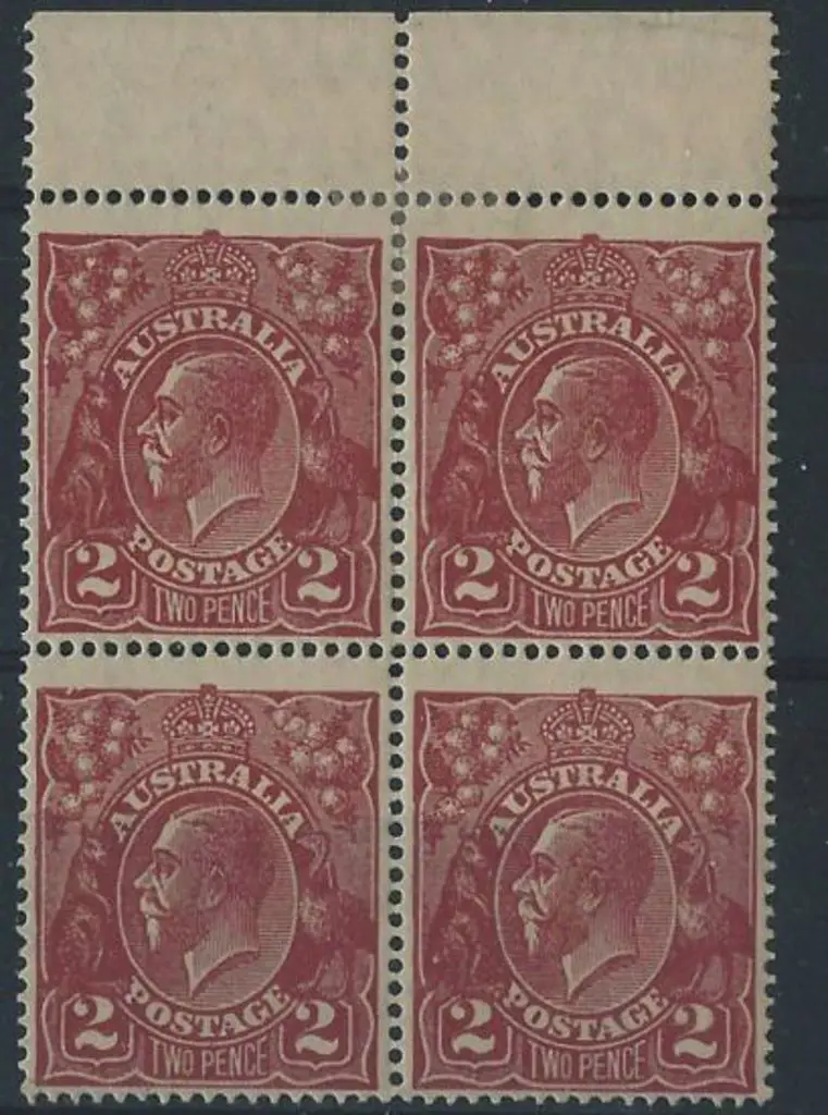 1926-30 SM wmk Perf. 14 2d red-brown top marginal ... Image 1++