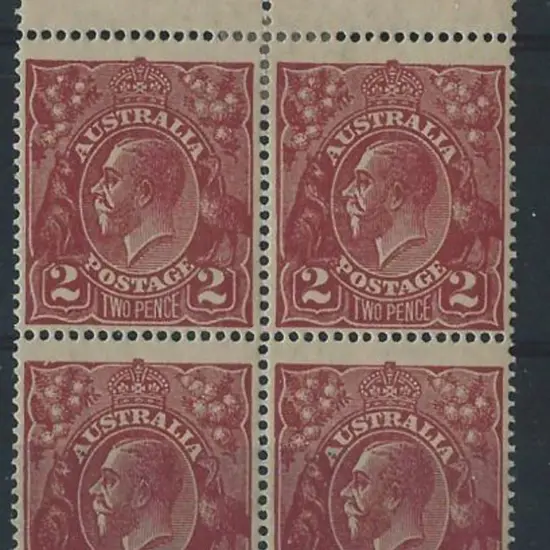 1926-30 SM wmk Perf. 14 2d red-brown top marginal ...
