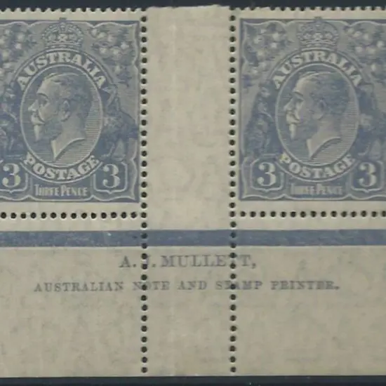 1926-30 SM wmk Perf. 14 3d blue type A & B pair in ...