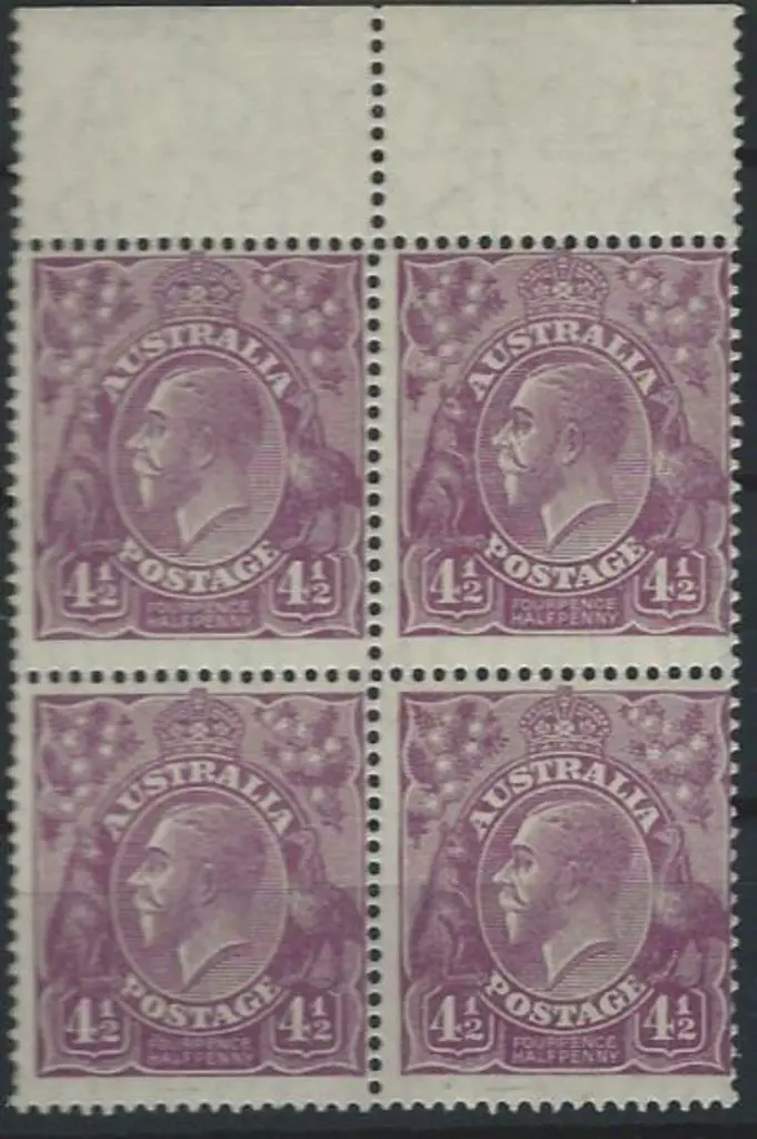 1926-30 SM wmk Perf. 14 4½d violet top marginal ... Image 1++