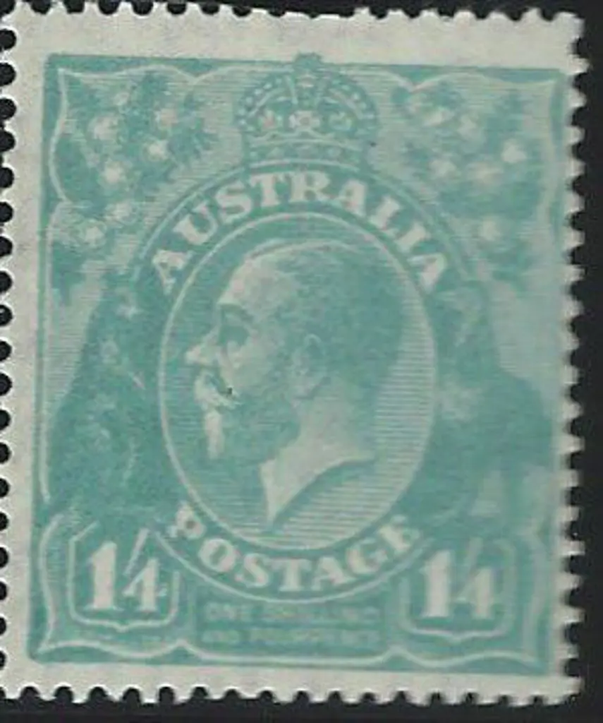 1926-30 SM wmk Perf. 14 1/4d greenish blue. ... Image 1++