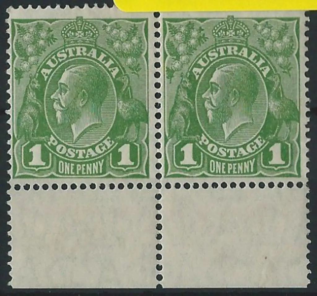 1926-30 SM wmk Perf 13½x12½  1d green Die I/II ... Image 1++