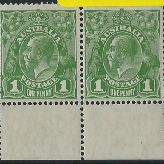 1926-30 SM wmk Perf 13½x12½  1d green Die I/II ...