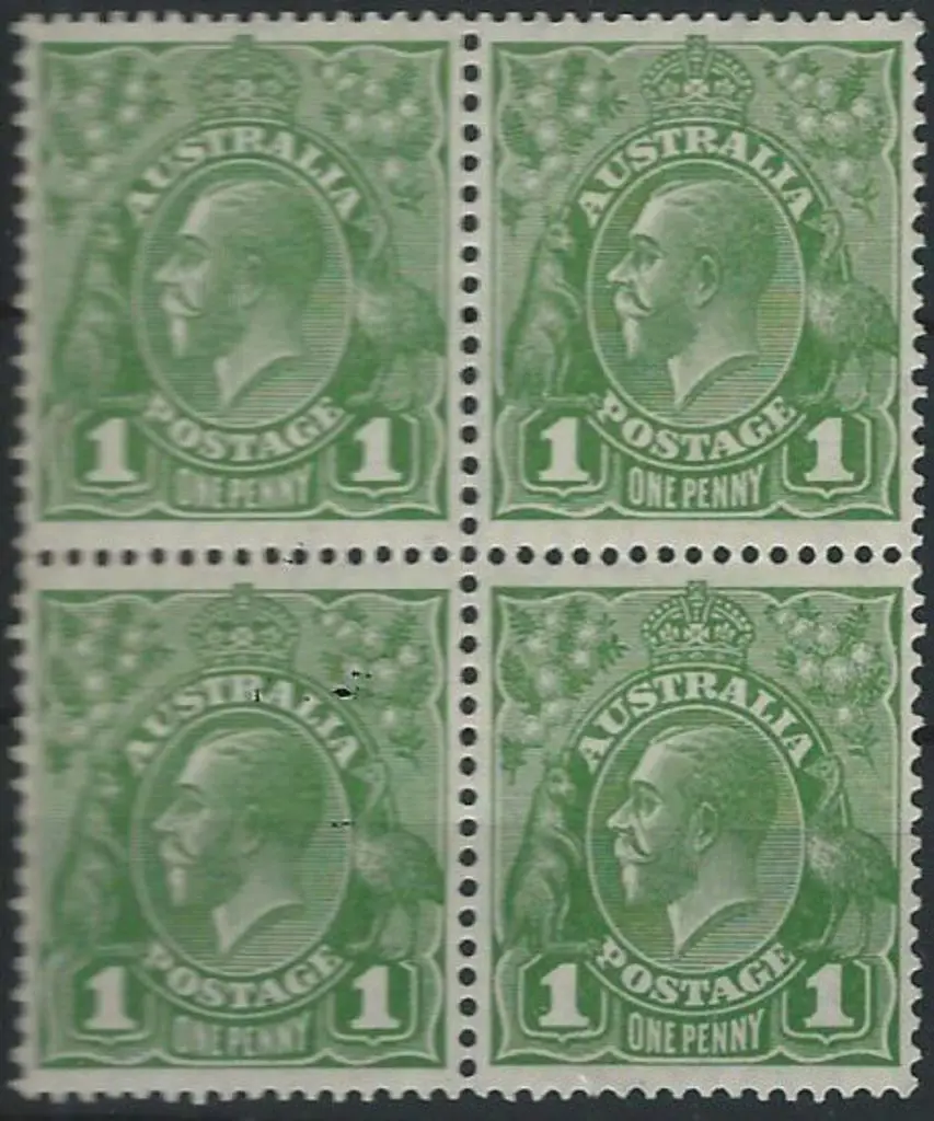 1926-30 SM wmk Perf 13½x12½  1d green Die I/II ... Image 1++