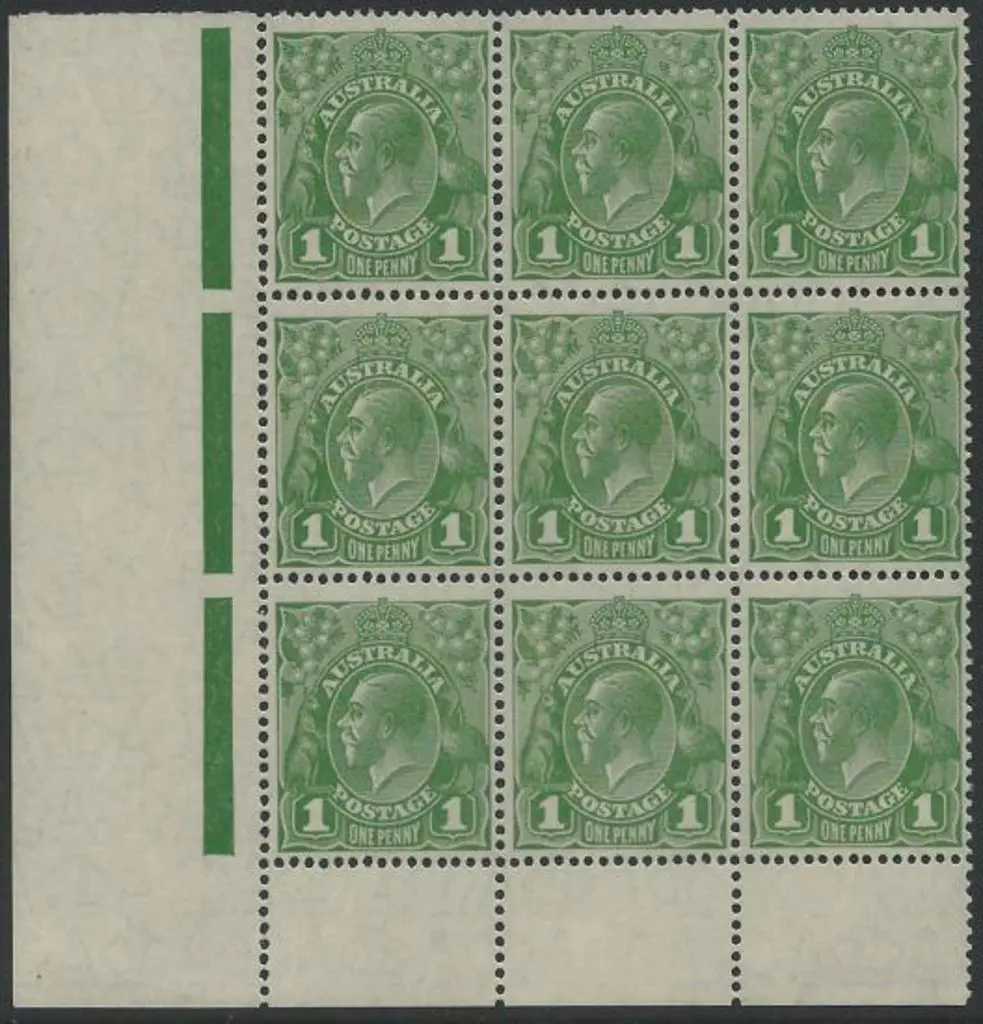 1926-30 SM wmk Perf 13½x12½  1d green lower left ... Image 1++