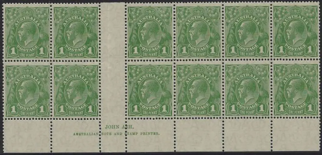 1926-30 SM wmk Perf 13½x12½  1d green positional ... Image 1++