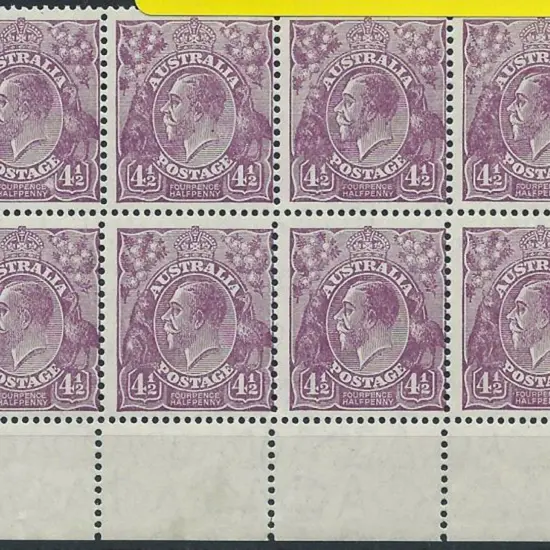 1926-30 SM wmk Perf 13½x12½  4½d violet bottom ...