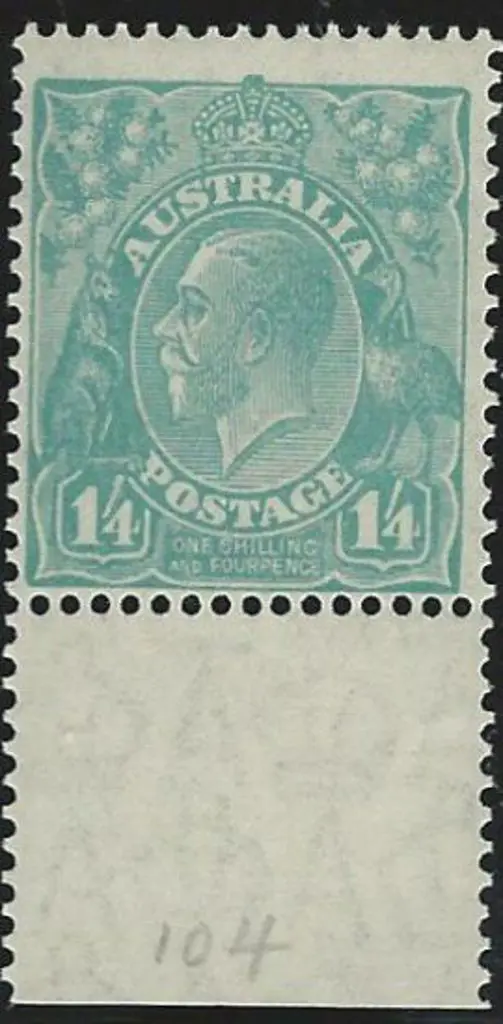 1926-30 SM wmk Perf 13½x12½  1/4d greenish blue. ... Image 1++
