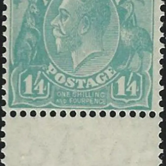1926-30 SM wmk Perf 13½x12½  1/4d greenish blue. ...