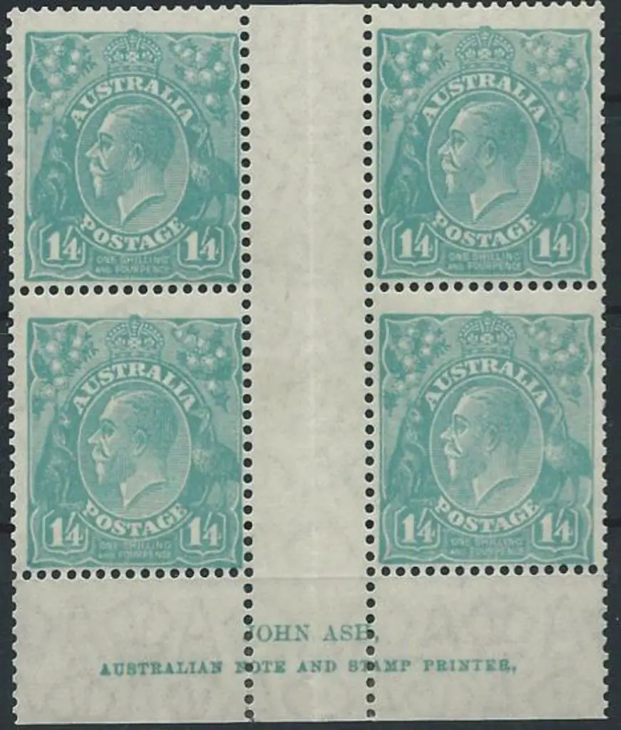 1926-30 SM wmk Perf 13½x12½  1/4d turquoise Ash ... Image 1++