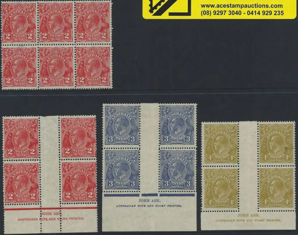 1931-36 CofA 2d, 3d & 4d Ash imprint gutter blocks ... Image 1++