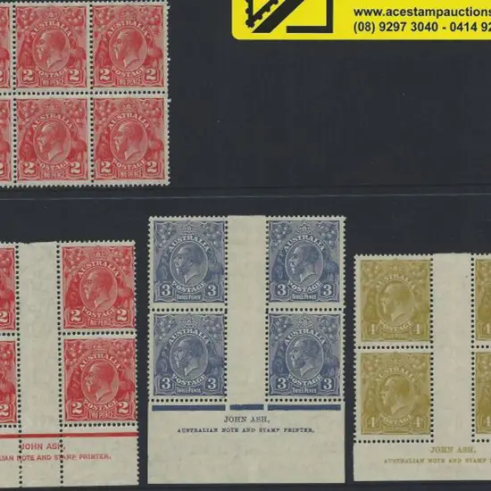 1931-36 CofA 2d, 3d & 4d Ash imprint gutter blocks ...