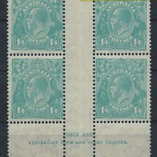 1931-36 CofA 1/4d turquoise-blue Ash imprint ...