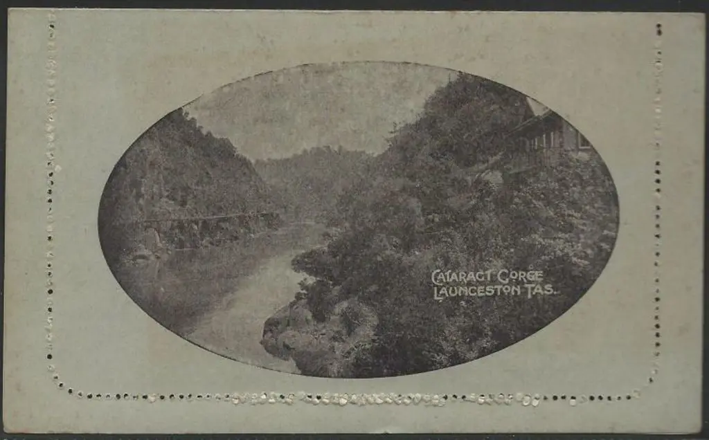 1913 1d kangaroo with " Cataract Gorge, Launceston ... Image 1++