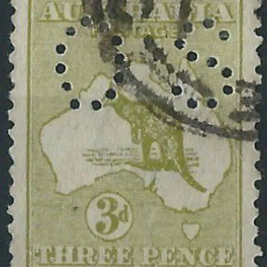1915/18 3d olive kangaroo, 3rd wmk, Die I with ...