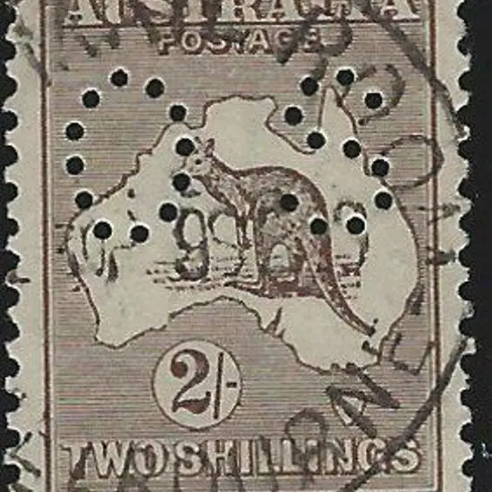 1915/18 2/- brown, 3rd wmk, perfined "OS" with ...
