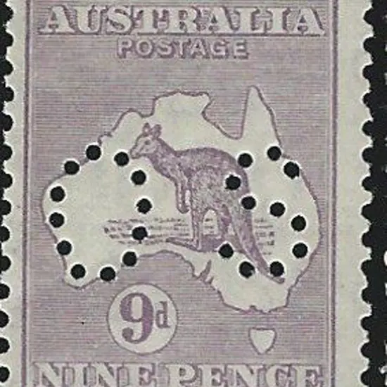 1929/30 9d violet kangaroo, Sm Mult wmk, perfined ...