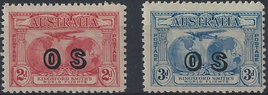 1931 2d & 3d Kingsford Smith ovptd "OS". 3d ... Image 1++
