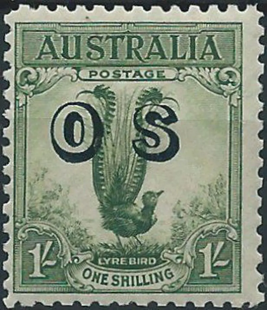 1932 1/- Lyrebird ovptd "OS". Fine MUH. SG ... Image 1++