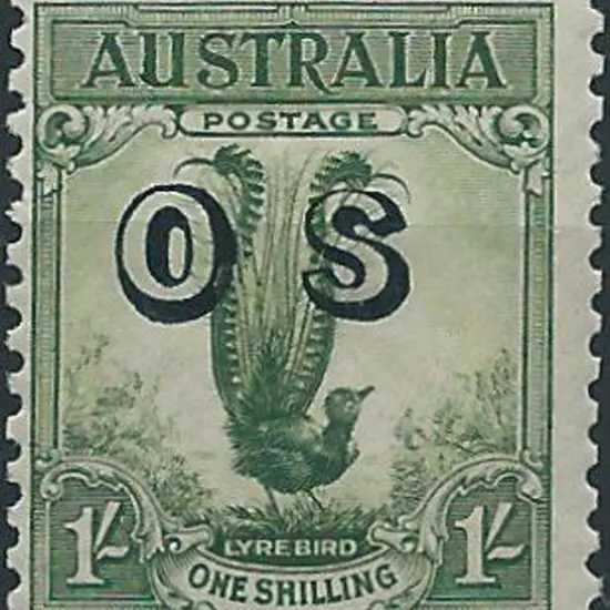 1932 1/- Lyrebird ovptd "OS". Fine MUH. SG ...