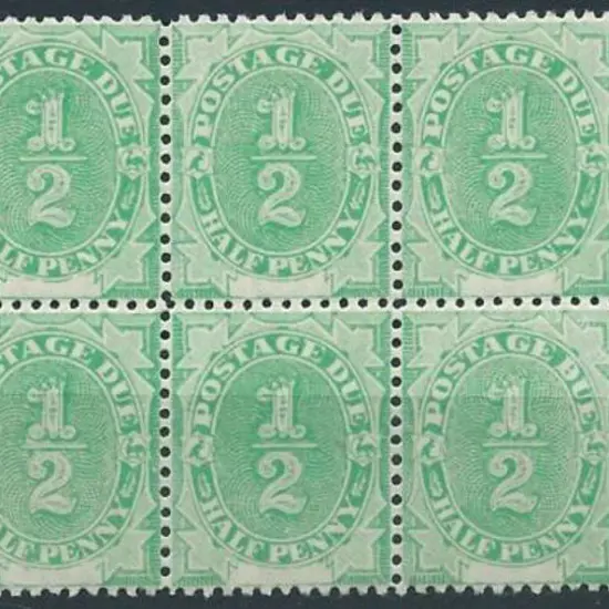 1902 ½d emerald-green in right marginal block of 8 ...