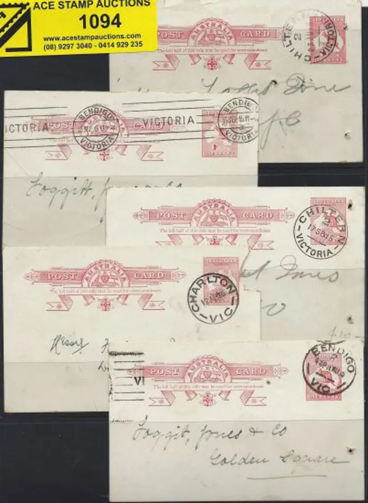 1913 1d kangaroo used Postal Cards x 4 with two of ... Image 1++