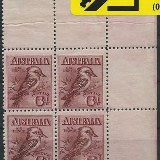 1914 6d engraved kookaburra. Top right corner ...